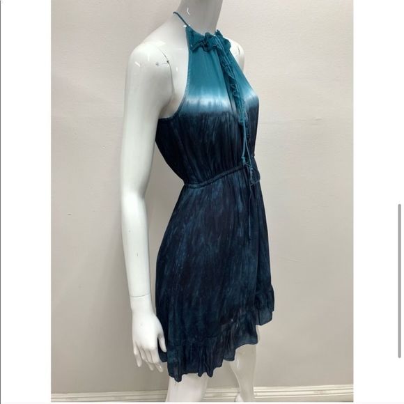 New Revolve Gypsy 05 Sexy Boho chic Blue Tie Dye ombré Halter Mini Party Dress - Picture 3 of 12